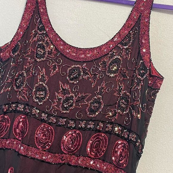 vintage silk fairy beaded tank top dress tag size 18 - Picture 2 of 8